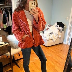 Anthropologie velvet puffer in rose